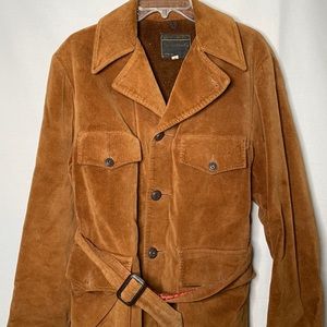 Belted vintage faux fur lined corduroy coat car jacket medium mens